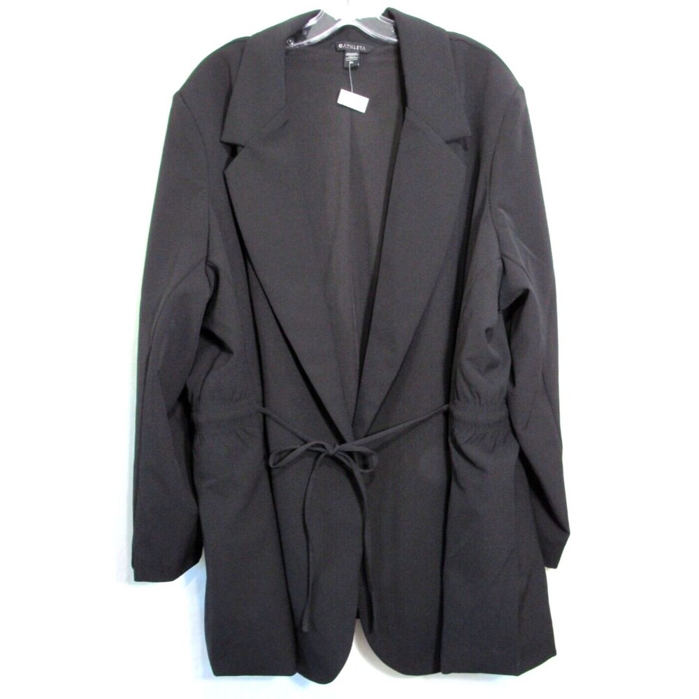 Athleta Black Endless Primatwill Tie Waist Long Sleeve Lined Jacket Size 26 NWT